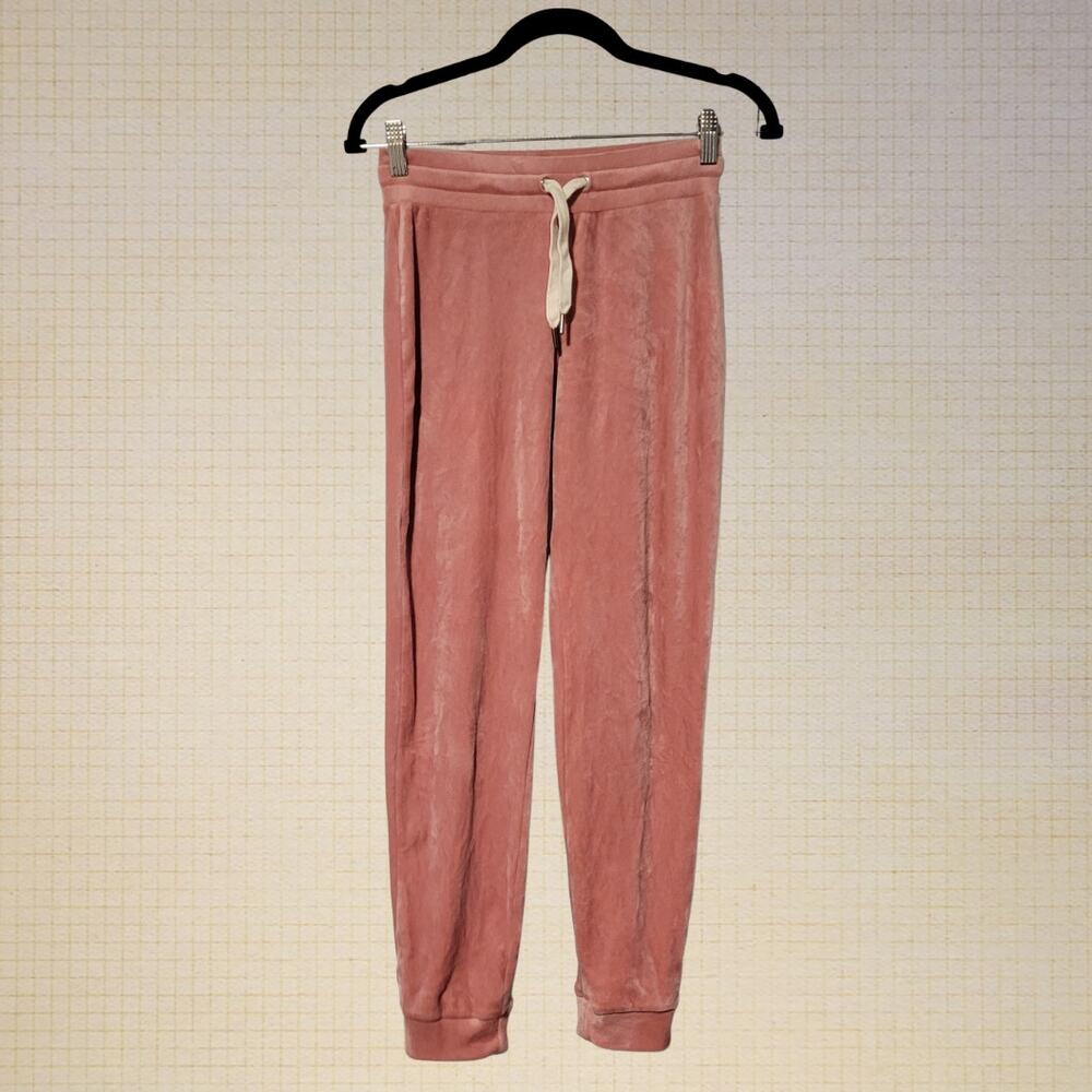 Contemporary Athleisure Pink Velvet Joggers J.Crew Elastic Waist XXS Drawstring